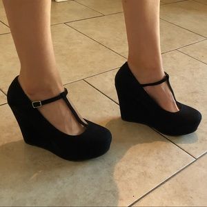 Black high heel wedges